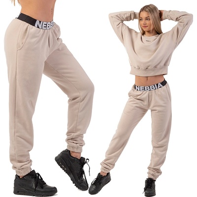 Nebbia tepláky Iconic s elastickým pasem 408 krémové