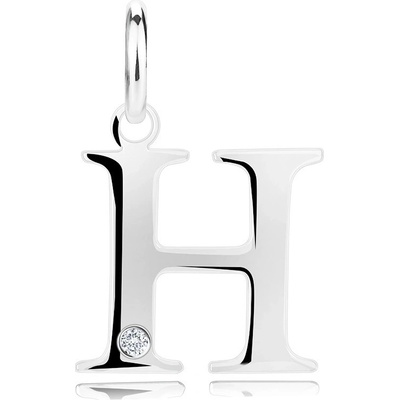 Šperky Eshop Diamantový přívěsek ze stříbra velké písmeno H kulatý briliantový brus X22.09