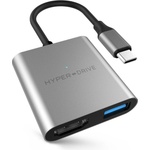 HYPER by Sanho Мултифункционален хъб за свързване на допълнителна периферия за MacBook Pro и устройства с USB-C - HyperDrive 3-in-1 USB-C Hub (тъмносив) (HY-HD259A-GRAY)