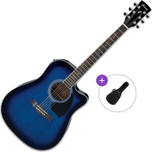 Ibanez PF15ECE-TBS Basic SET Transparent Blue Sunburst Електро-акустична китара Дреднаут