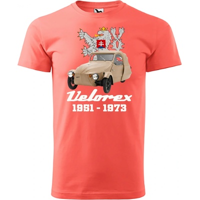 Maverprint Retro tričko Velorex 1951–1973 legenda československých ciest Korálová