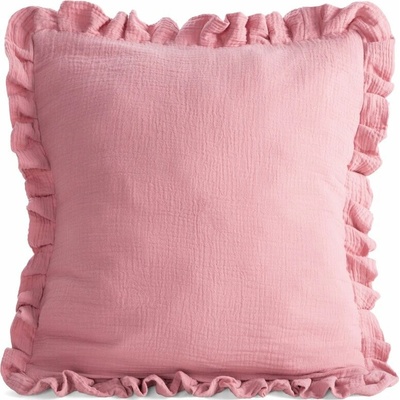 Takoy Povlak na polštář 45x45 cm mušelínový s ozdobným volánem po okrajích růžový MUŠELÍN 1-HF-483702 | 45 x 45 cm