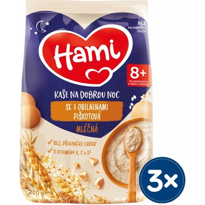 Hami Mléčná kaše se 7 obilninami piškotová 210 g – Zboží Dáma