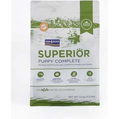 Fish4Dogs Puppy Small Superior losos so zemiakmi 1,5 kg