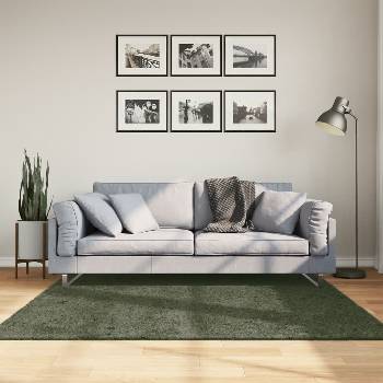 Image 1 of vidaXL Килим HUARTE с къс косъм, мек и миещ се, горско зелен 160x160см (375097)