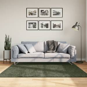 vidaXL Килим HUARTE с къс косъм, мек и миещ се, горско зелен 160x160см (375097)