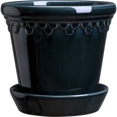 Bergs Potter Саксия Københavner с поставка гланцирана 10 см синя (KCB10S)