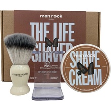 MenRock, The Life Shaver Sandalwood sada krém na holenie 100 ml + štetka na holenie + stojan na štetky