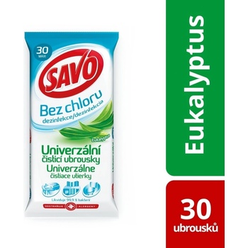 SAVO Univerzální čistící ubrousky bez chlóru EUKALYPTUS, 30 ks