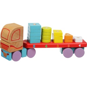 Cubika Дървена играчка за нанизване, Cubika - Автовоз - сортер на геометрични форми (13425) - bright-toys