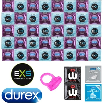 Durex Air Thin Package Ultra Thin Condoms - 42 Durex & EXS Condoms & Vibrating Ring & SuperLove Lubes & Sagami Original 0.02 as a Gift