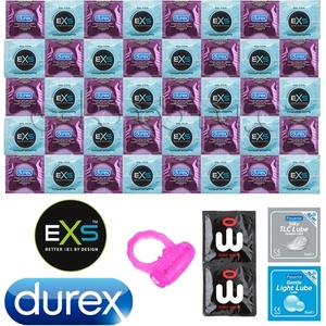 Durex Air Thin Package Ultra Thin Condoms - 42 Durex & EXS Condoms & Vibrating Ring & SuperLove Lubes & Sagami Original 0.02 as a Gift