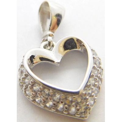 Klenoty Budín Zlaté srdíčko zlatý přívěsek z bílého zlata se zirkony HK3174