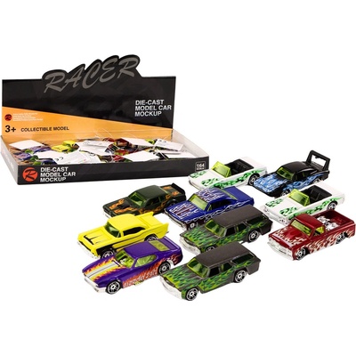 Lean Toys Autíčko Závodní auto Kovová pružina 1:64