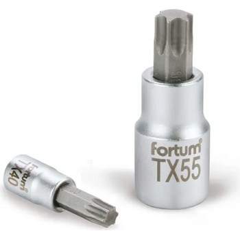 Fortum Накрайник, торкс, 1/2", 61CrV5/S2, матов хром; TX30, 55mm FORTUM
