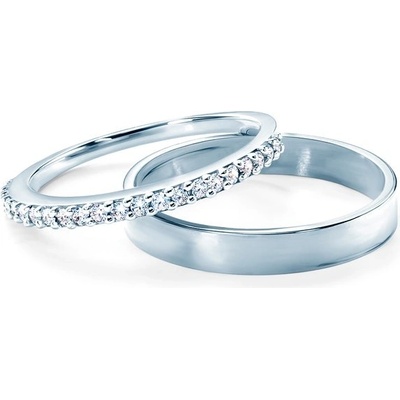 Savicki Snubní prsteny Share Your Love bílé zlato diamanty ploché OBR SYL D B