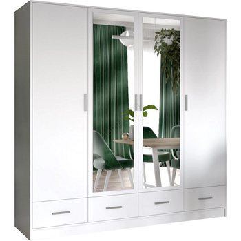 EMS Гардероб SANNA с огледало 200x215 см, бял (MT0053)
