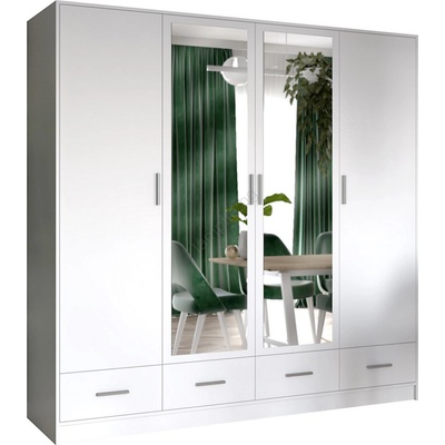 EMS Гардероб SANNA с огледало 200x215 см, бял (MT0053)