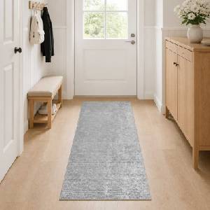 vidaXL Килим Сиво 100 x 400 cm 100% полиестер 3 mm Пере се (42041670)