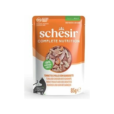Schesir Cat Compl.Nutrit.Tuňák+kuře+krev.želé 85 g