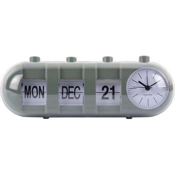 Karlsson Будилник Retro Tube Calendar Flip, тъмно маслинен (KA6045GR)