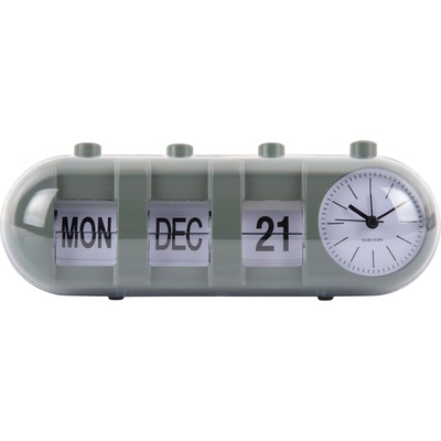 Karlsson Будилник Retro Tube Calendar Flip, тъмно маслинен (KA6045GR)