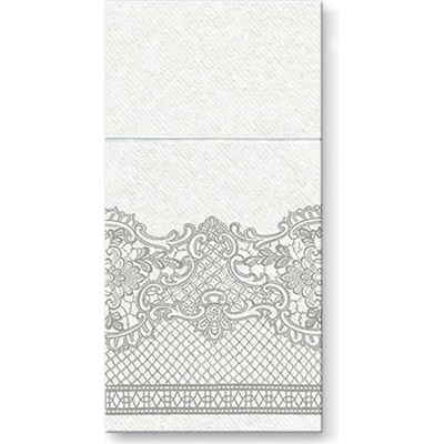 PAW AIRLAID Ubrousky na příbory Royal Lace Silver 25ks 40x40cm