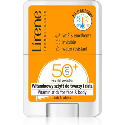 Lirene Vitamin Stick For Face&Body локална слънцезащитна грижа за лице и тяло SPF 50 15 гр