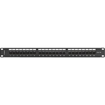 Lanberg patch panel 24 port 1U 19" CAT. 6a utp with cable organizer black (PPUA-1124-B)