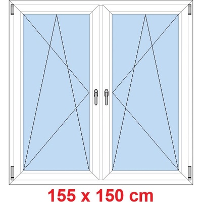 Soft Dvoukřídlé plastové okno 155x150 cm OS+OS se sloupkem Bílá