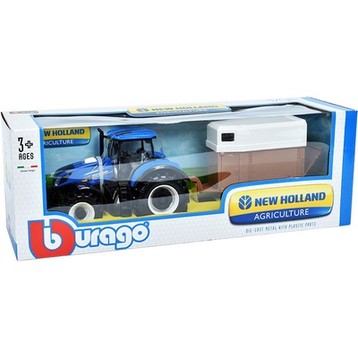 Bburago New Holland T7.315 HD Traktor s přívěsem pro zvířata 1:32