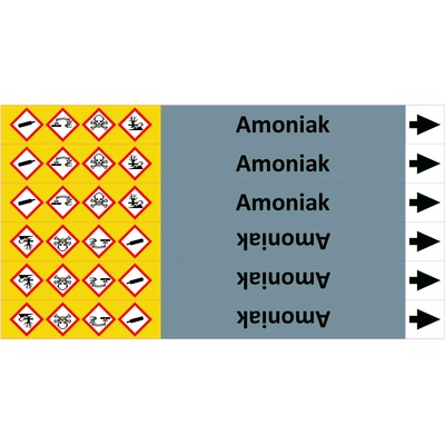 Grafiko | Amoniak - dle ISO 20560 - Materiál fólie s ochrannou laminací, Rozměr aršík 6 ks 26x296 mm