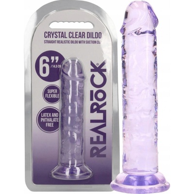 RealRock Crystal Clear Realistic 6″ fialové dildo s přísavkou 15,5 x 2,8 cm – Sleviste.cz