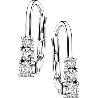 Zlaton Náušnice bílé zlato s kameny visací 1.5cm 1.65g 000210305247
