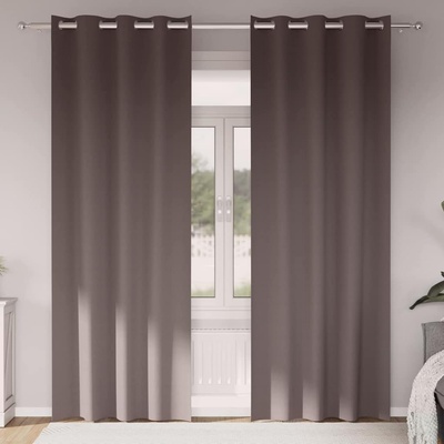 vidaXL Завеси за затъмняване с пръстени 2 pcs Тъмен кафяв 225 x 140 см (4107335)
