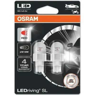 Osram W16W 12V 1,4W W2,1X9,5d LEDriving SL (červená) 2 ks