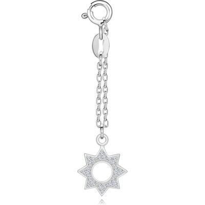 Šperky Eshop Stříbrný přívěsek na náramek osmicípá hvězda čiré zirkony krátký řetízek G15.26