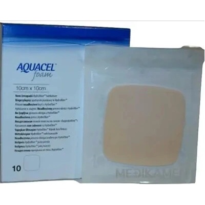 AQUACEL Foam Hydrofiber krytie na rany neadhezívne penové, 10 x 10 cm, 10 ks