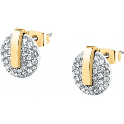 Trussardi Blyšťavé bicolor náušnice z ocele T-Round TJAYF14