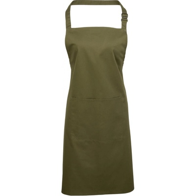 Premier Workwear Keprová pracovní zástěra s kapsou z kolekce Colours Collection zelená olivová Pantone 378C 72x86cm PW154