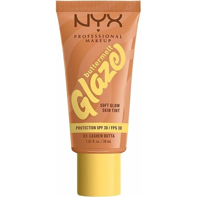 NYX Professional Makeup Buttermelt Glaze Soft Glow Skin Tint SPF30 rozjasňující make-up s uv ochranou 03 Cashew Butta 30 ml
