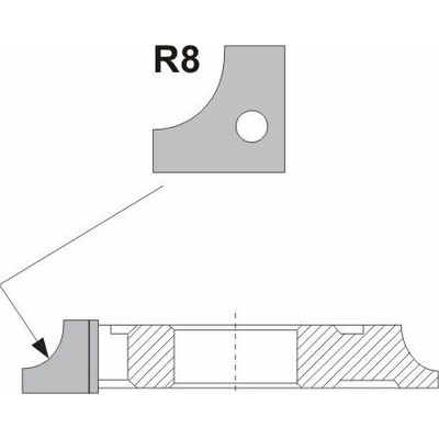 VBD R8 zaoblovací vydutá, 1/4 kruhová