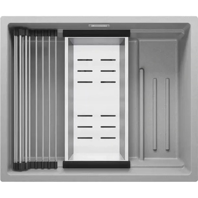 Твоят Стил Сива гранитна мивка за вграждане под плот Прага 60 Level 560 x 470 мм