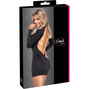 Cottelli Collection - мини рокля с отворен гръб и верижки (черна)