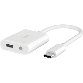 Belkin Активен адаптер USB-C към 3.5 мм. аудио изход и USB-C изход (бял) - Belkin RockStar 3.5mm Audio + USB-C Charge Adapter V2 (NPA004btWH)