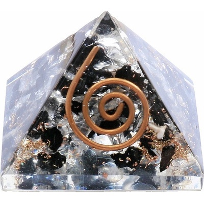 Nefertitis Orgonit pyramida s křišťálem a turmalínem NF4673 - 4 x 4 cm