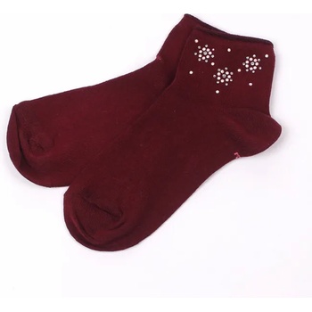 Image 1 of Дамски къси чорапи в цвят бордо с ефектни камъчета
