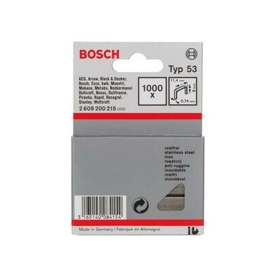 BOSCH Sponky do sponkovačky z tenkého drôtu, typ 53, nerezové Typ 53; L = 8 mm (1000 ks) 2609200215