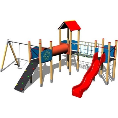 Playground System zostava so šmýkačkou a hojdačkou 4U306D-15