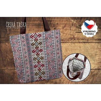Česká Taška Taškokabelka BOHEMIA XL Česká ručně šitá taška s podšívkou a zipem 50×50 cm